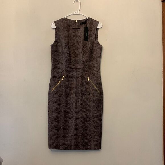 DONNA KARAN DRESS gray ( mixed metals ) sleeveless Size 8 NWT - Picture 1 of 9